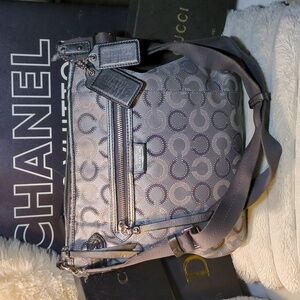 Coach Metallic Silver monogram and Gray Circle Pattern Bag Asking $55